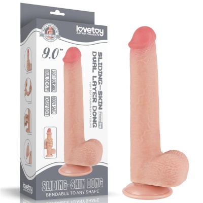 Dildo Sliding Skin Dual Layer 22 cm w kolorze cielistym - 1