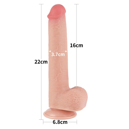 Dildo Sliding Skin Dual Layer 22 cm w kolorze cielistym - 3