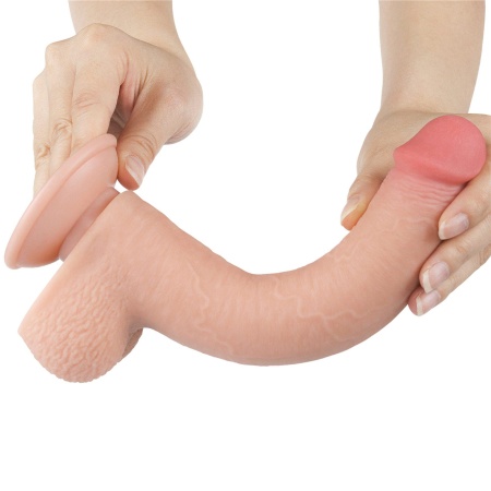Dildo Sliding Skin Dual Layer 22 cm w kolorze cielistym - 5