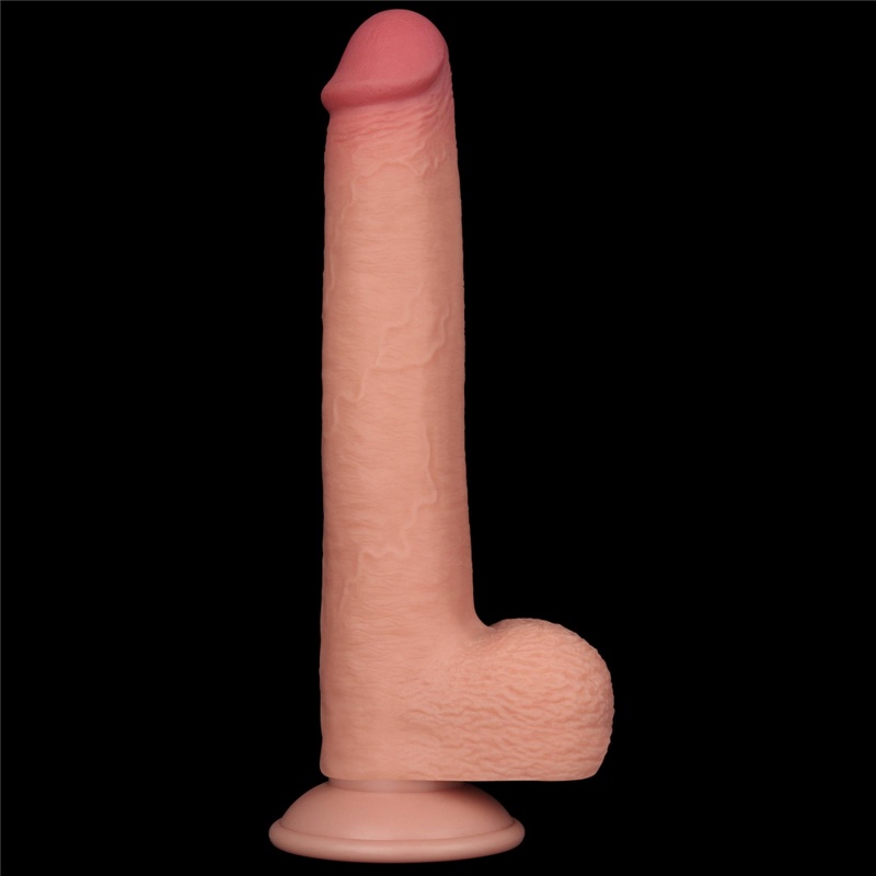 Dildo Sliding Skin Dual Layer 22 cm w kolorze cielistym - 8