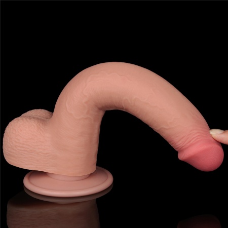 Dildo Sliding Skin Dual Layer 22 cm w kolorze cielistym - 11