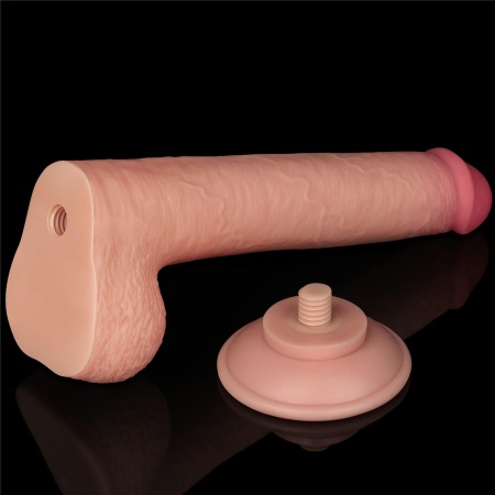 Dildo Sliding Skin Dual Layer 22 cm w kolorze cielistym - 14