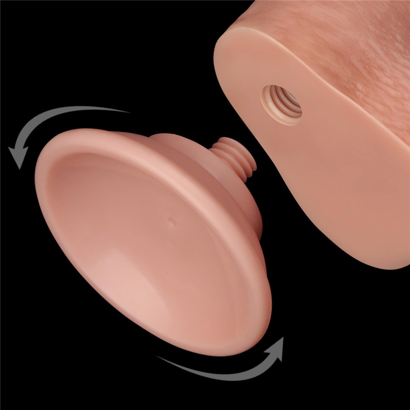 Dildo Sliding Skin Dual Layer 22 cm w kolorze cielistym - 15