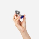 Korek analny Blue Jewelled Metal Butt Plug M - stożkowy, z aluminium, wys. 8,2 cm, śr. 3,4 cm - 2