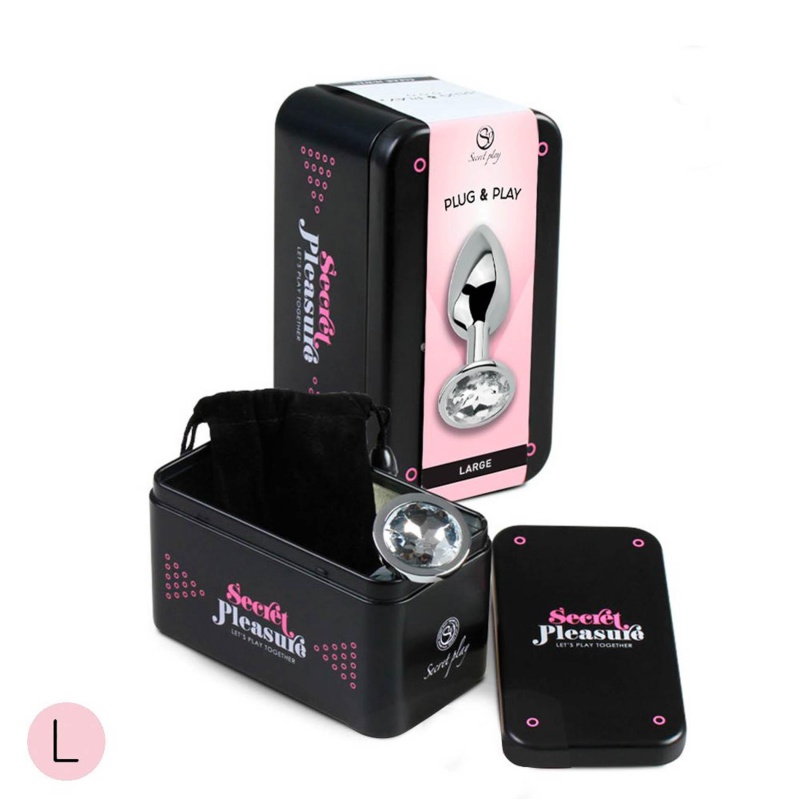 CLEAR CRYSTAL JEWELLED METAL BUTT PLUG L - 1