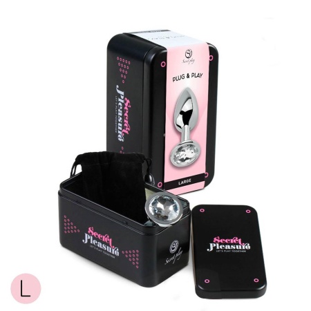 CLEAR CRYSTAL JEWELLED METAL BUTT PLUG L - 1