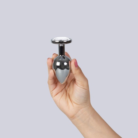 CLEAR CRYSTAL JEWELLED METAL BUTT PLUG L - 2