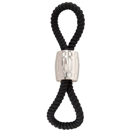 Pętla na penisa i jądra Heavy Rope Cock Strap 2L - silikonowa podwójna pętla z przesuwnym obciążnikiem metalowym 87 g, długość 3 - 2