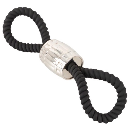 Pętla na penisa i jądra Heavy Rope Cock Strap 2L - silikonowa podwójna pętla z przesuwnym obciążnikiem metalowym 87 g, długość 3 - 3