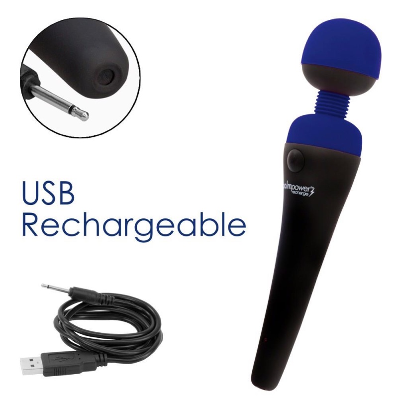 Masażer wibracyjny PalmPower Recharge Blue z elastyczną głowicą Ø 4 cm i akumulatorem - 19,5 cm - 7