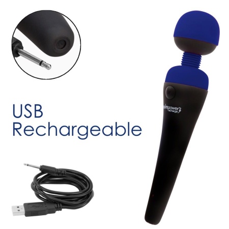 Masażer wibracyjny PalmPower Recharge Blue z elastyczną głowicą Ø 4 cm i akumulatorem - 19,5 cm - 7