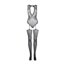 Contrast Suspender Bodystocking - One Size - 8