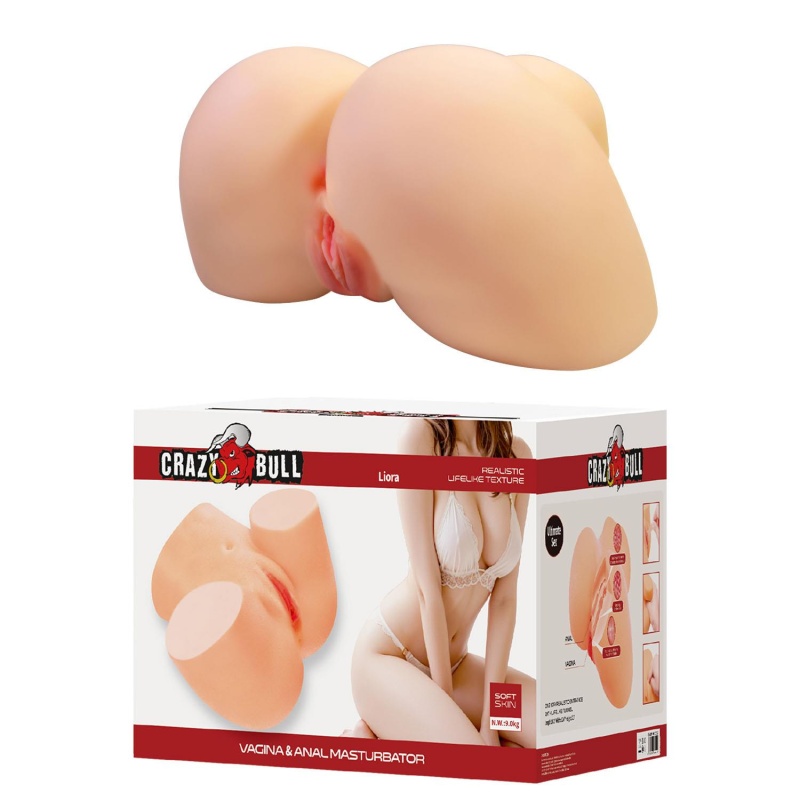 Masturbator Liora z podwójnym kanałem pochwowym i analnym, 19 cm - 1