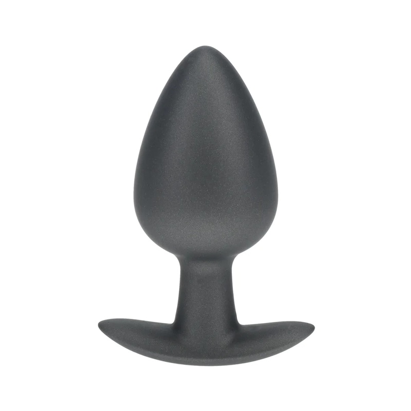 Smooth Silicone Anal Plug - Large - 3.5" / 8,9 cm - Gunmetal - 1