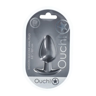 Smooth Silicone Anal Plug - Large - 3.5" / 8,9 cm - Gunmetal - 1 2