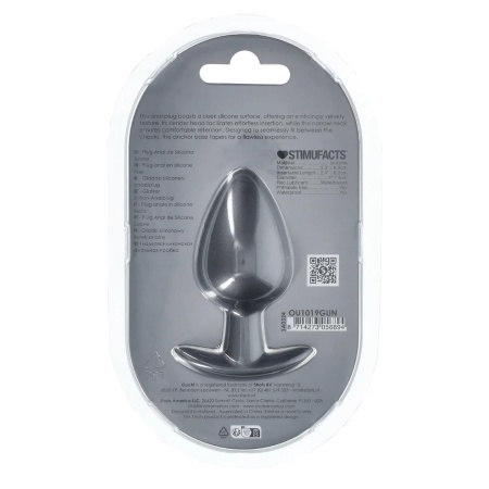 Smooth Silicone Anal Plug - Large - 3.5" / 8,9 cm - Gunmetal - 3