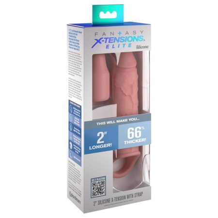 Przedłużka penisa FXTE 2 Extension with Strap Light - silikonowa nakładka z pierścieniem na jądra, zwiększająca obwód o 66% i wy - 1