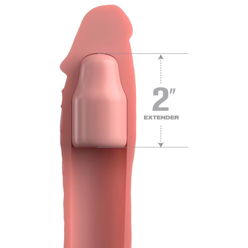 Przedłużka penisa FXTE 2 Extension with Strap Light - silikonowa nakładka z pierścieniem na jądra, zwiększająca obwód o 66% i wy - 3