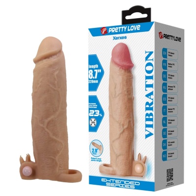 Pretty Love Xerxes – Penis Sleeve with Vibrating Ring, Flesh Color, 22 cm - 1