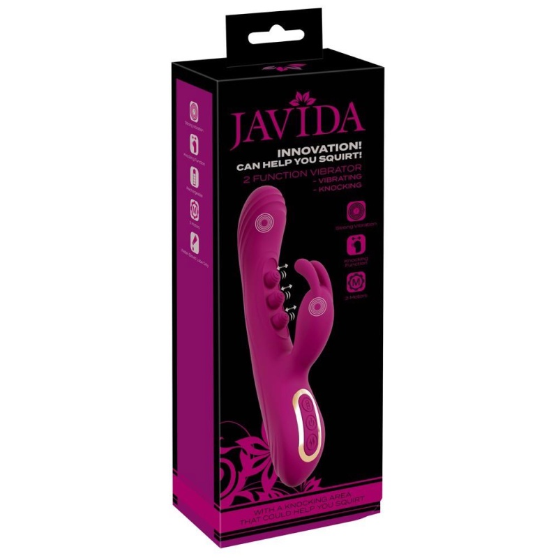 Wibrator króliczek Javida 2F Squirting z 3-punktowym stukaniem punktu G, 22,5 cm - 1