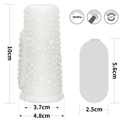 Nakładka wibrująca na penisa Drip Knights Ring 9,9 cm biała - 1 2
