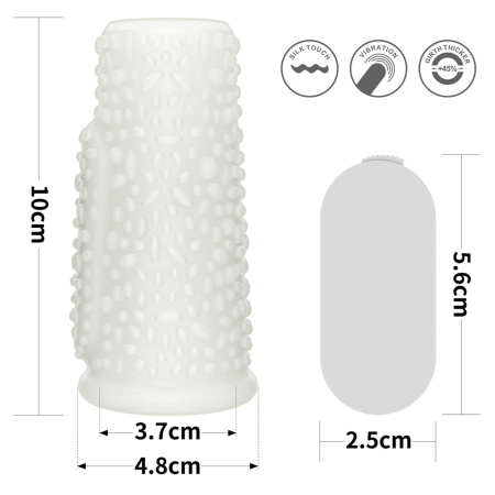 Nakładka wibrująca na penisa Drip Knights Ring 9,9 cm biała - 2