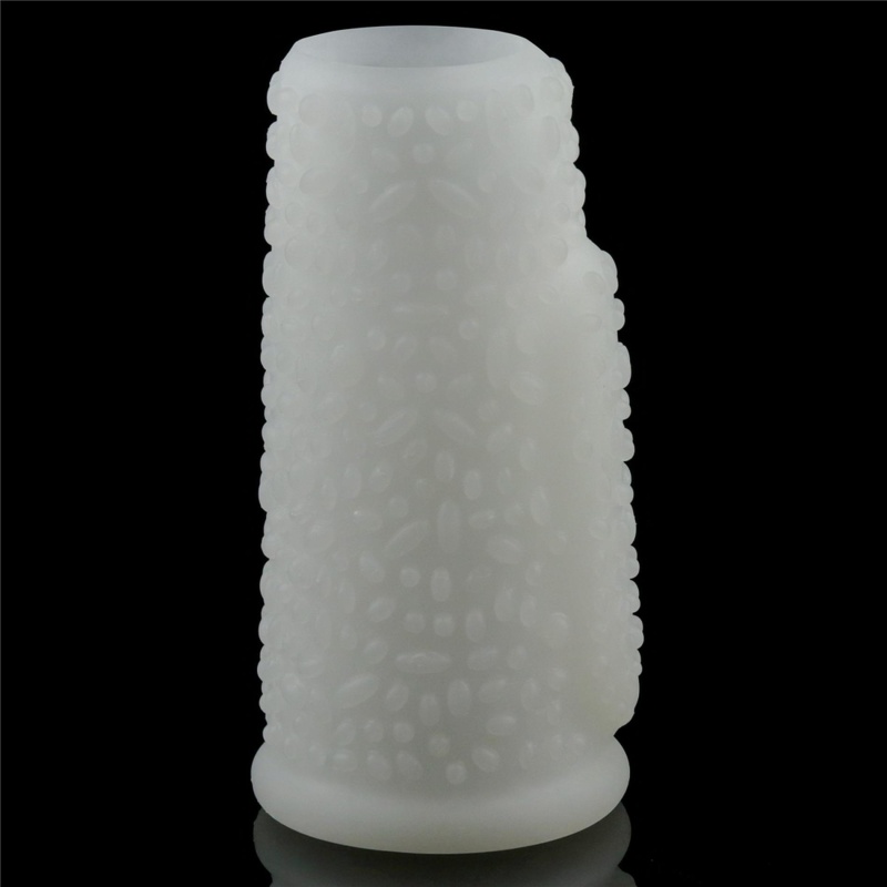 Nakładka wibrująca na penisa Drip Knights Ring 9,9 cm biała - 3