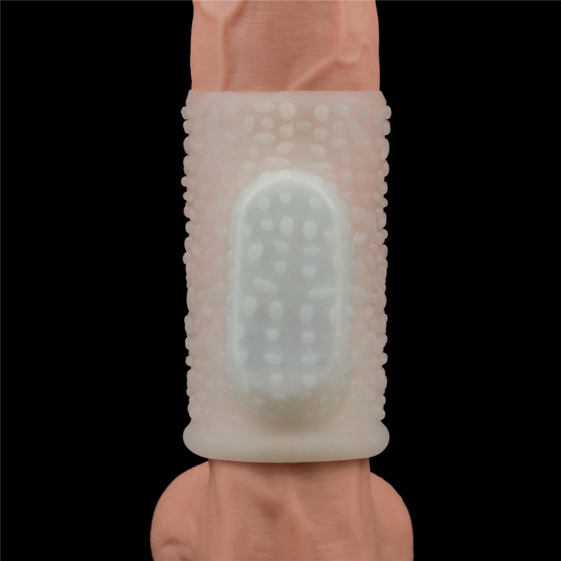 Nakładka wibrująca na penisa Drip Knights Ring 9,9 cm biała - 4