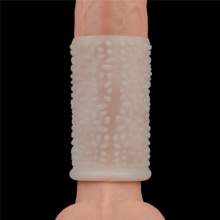 Nakładka wibrująca na penisa Drip Knights Ring 9,9 cm biała - 5