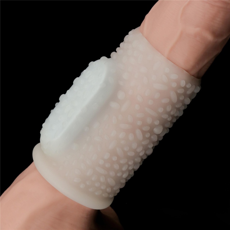 Nakładka wibrująca na penisa Drip Knights Ring 9,9 cm biała - 6