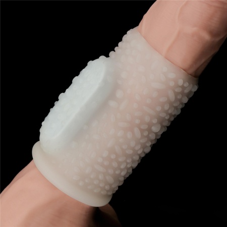 Nakładka wibrująca na penisa Drip Knights Ring 9,9 cm biała - 6