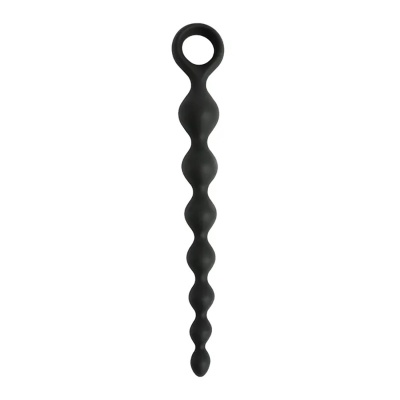 Korale analne Fantasy Anal Beads Black – gładki silikon medyczny, 6 koralików, 20 cm, średnica 2,5 cm - 1