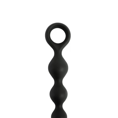 Korale analne Fantasy Anal Beads Black – gładki silikon medyczny, 6 koralików, 20 cm, średnica 2,5 cm - 1 2