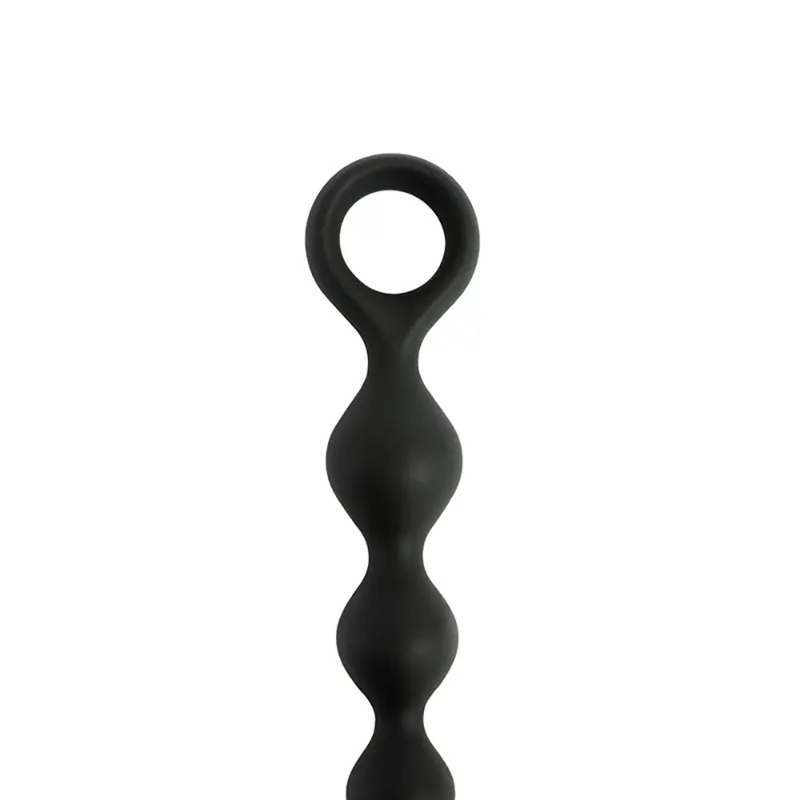 Korale analne Fantasy Anal Beads Black – gładki silikon medyczny, 6 koralików, 20 cm, średnica 2,5 cm - 2