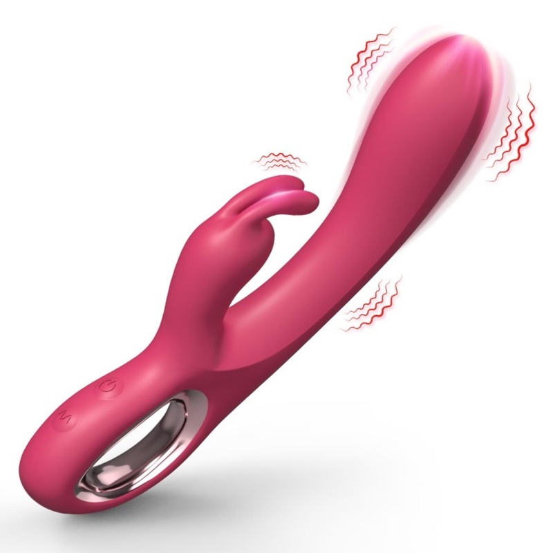 Rabbit vibrator PINK - silikonowy stymulator z podwójną stymulacją, 10 prędkości wibracji, wodoodporny, profil długi i cienki - 1