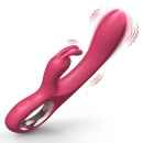Rabbit vibrator PINK - silikonowy stymulator z podwójną stymulacją, 10 prędkości wibracji, wodoodporny, profil długi i cienki - 1