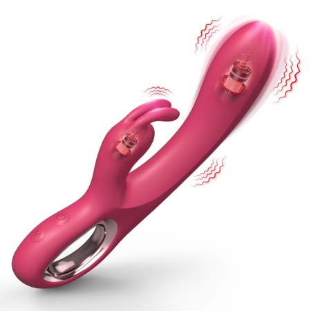 Rabbit vibrator PINK - silikonowy stymulator z podwójną stymulacją, 10 prędkości wibracji, wodoodporny, profil długi i cienki - 3