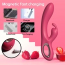 Rabbit vibrator PINK - silikonowy stymulator z podwójną stymulacją, 10 prędkości wibracji, wodoodporny, profil długi i cienki - 7