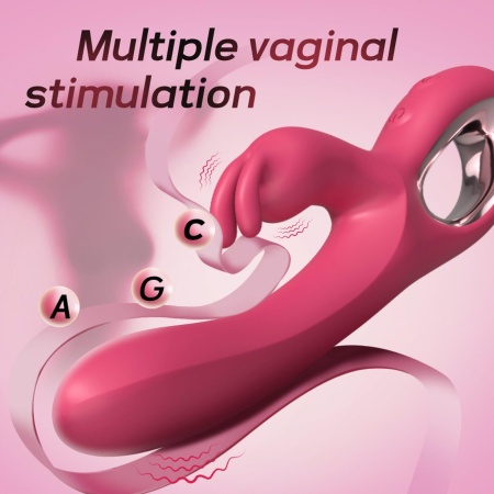 Rabbit vibrator PINK - silikonowy stymulator z podwójną stymulacją, 10 prędkości wibracji, wodoodporny, profil długi i cienki - 9