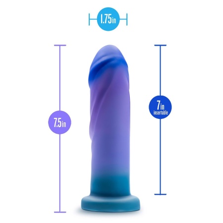 Dildo Avant Midnight Rendezvous Ocean Blue - silikon platynowy z przyssawką i uprzężą strap-on, długość 19,7 cm, szerokość 4,4 c - 5
