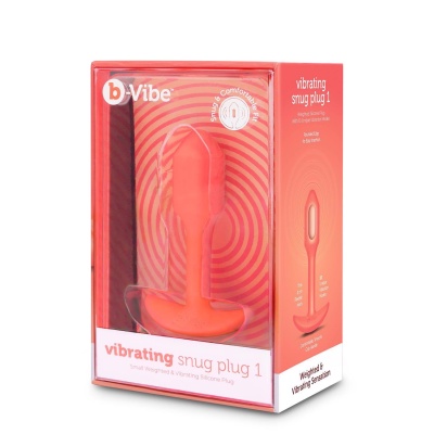 Korek analny wibracyjny Snug Plug 1 Orange - obciążony, 4 poziomy i 6 wzorów wibracji, długość całkowita 10 cm, średnica 2,4 cm - 1