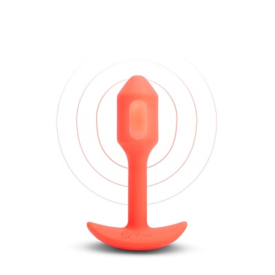 Korek analny wibracyjny Snug Plug 1 Orange - obciążony, 4 poziomy i 6 wzorów wibracji, długość całkowita 10 cm, średnica 2,4 cm - 1 2
