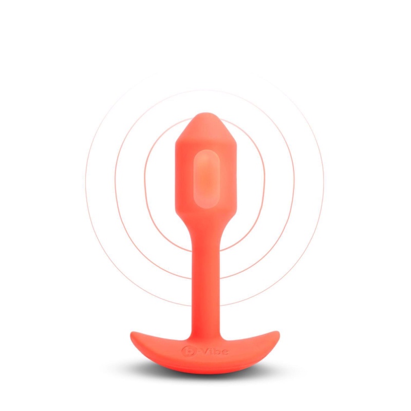 Korek analny wibracyjny Snug Plug 1 Orange - obciążony, 4 poziomy i 6 wzorów wibracji, długość całkowita 10 cm, średnica 2,4 cm - 2