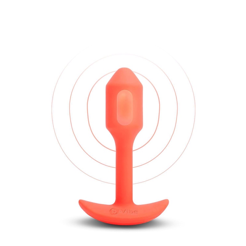 Korek analny wibracyjny Snug Plug 1 Orange - obciążony, 4 poziomy i 6 wzorów wibracji, długość całkowita 10 cm, średnica 2,4 cm - 3