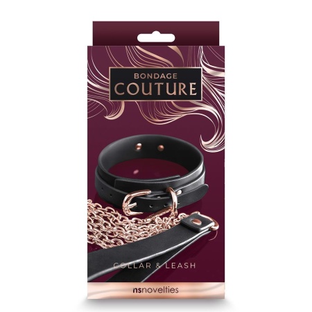 BONDAGE COUTURE COLLAR AND LEASH BLACK - 1