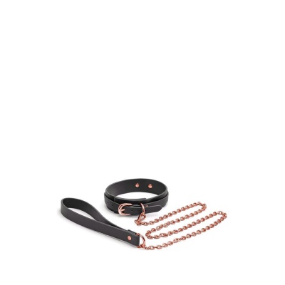 BONDAGE COUTURE COLLAR AND LEASH BLACK - 1 2