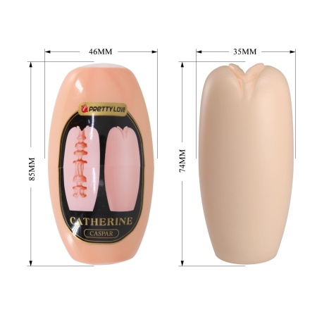 Masturbator Catherine Caspar z elastycznego TPR, dwustronna tekstura, ok. 10 cm - 9