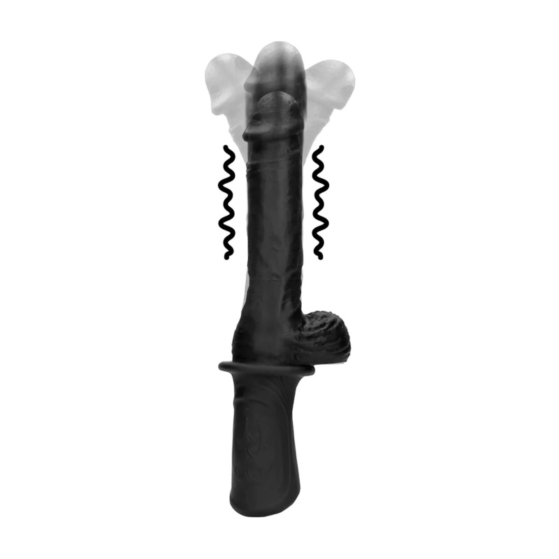 Hand Held Liquid Silicone Vibrating and Thrusting Sex Machine - Black - 1