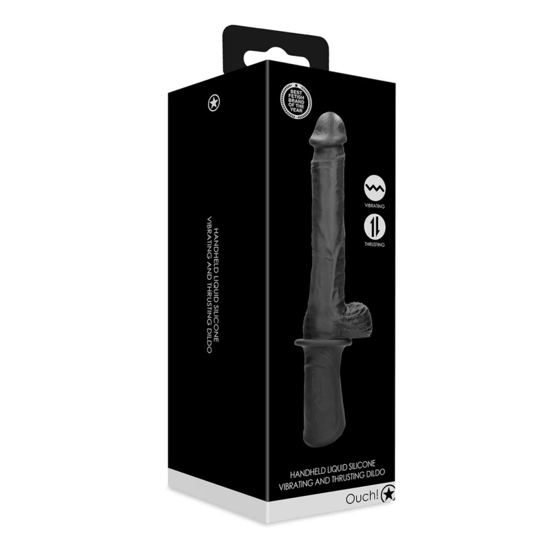 Hand Held Liquid Silicone Vibrating and Thrusting Sex Machine - Black - 3