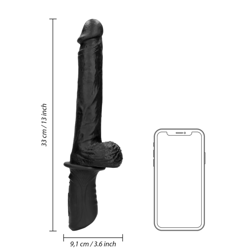 Hand Held Liquid Silicone Vibrating and Thrusting Sex Machine - Black - 8